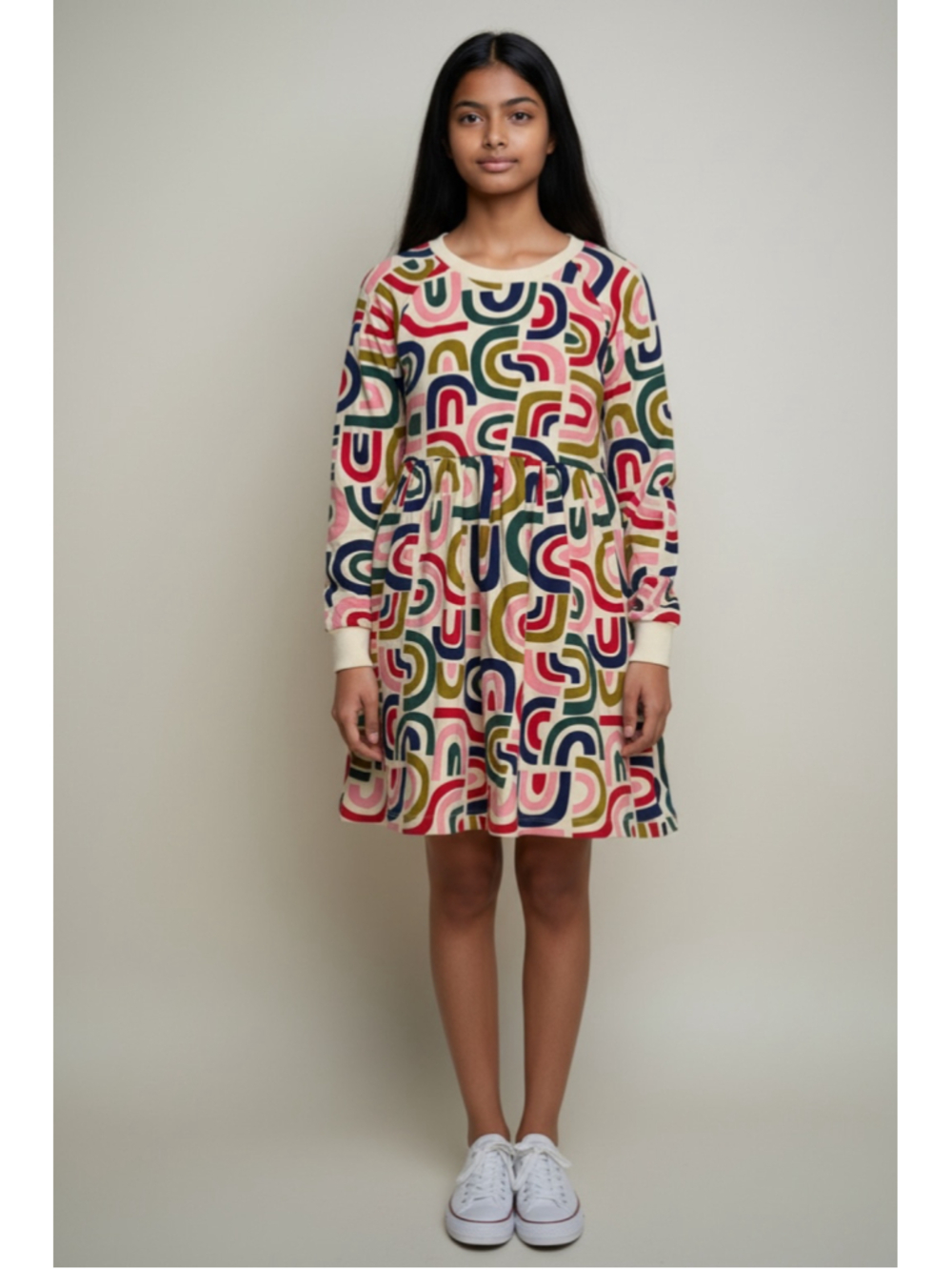 Girls Hanna Andersson Casual Dress Size 12 Multicolor Pattern
